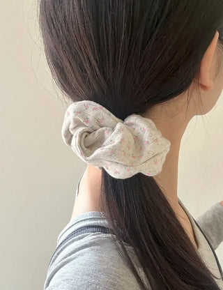 Pink rose scrunchie hair tie ribbed scrunchie band scrunchie