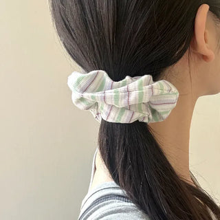 Spring striped scrunchie hair tie