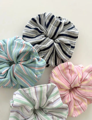 Spring striped scrunchie hair tie
