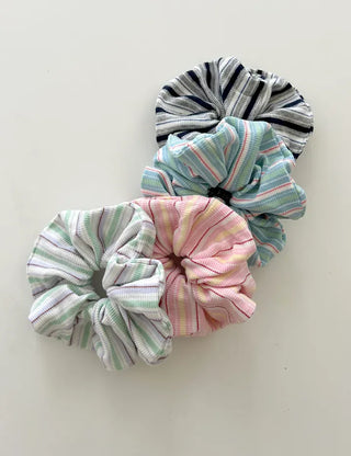 Spring striped scrunchie hair tie