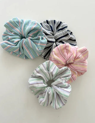 Spring striped scrunchie hair tie