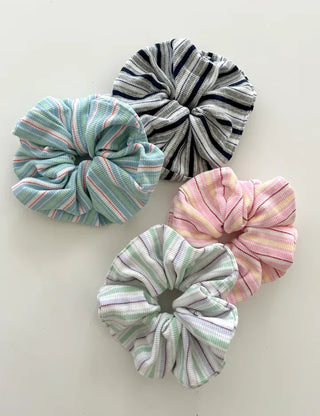 Spring striped scrunchie hair tie