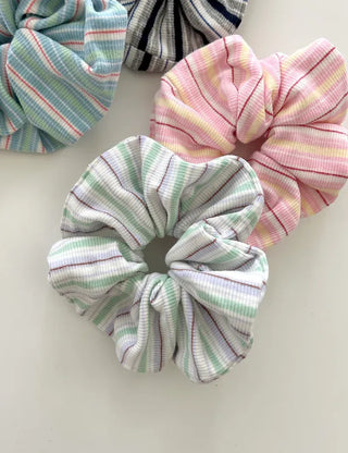Spring striped scrunchie hair tie