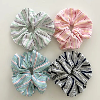 Spring striped scrunchie hair tie