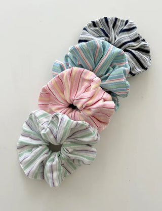 Spring striped scrunchie hair tie