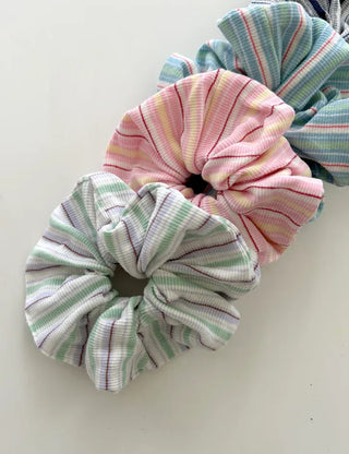 Spring striped scrunchie hair tie