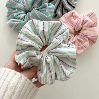 Spring striped scrunchie hair tie