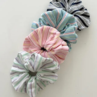 Spring striped scrunchie hair tie