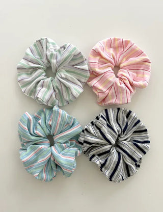 Spring striped scrunchie hair tie