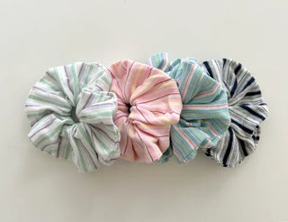 Spring striped scrunchie hair tie