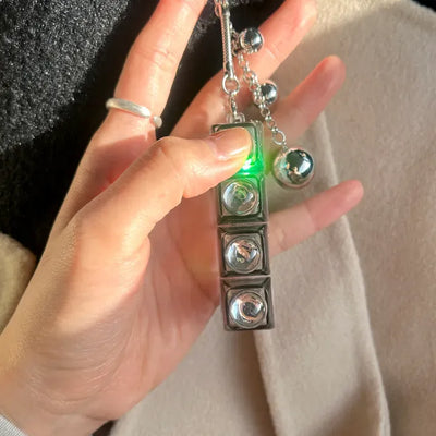 Silver Ball Keycap Keyring LED Metal Keyboard Keyholder