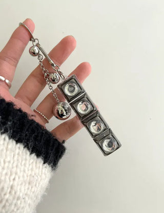 Silver Ball Keycap Keyring LED Metal Keyboard Keyholder