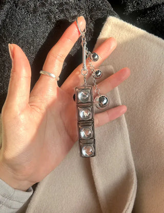 Silver Ball Keycap Keyring LED Metal Keyboard Keyholder