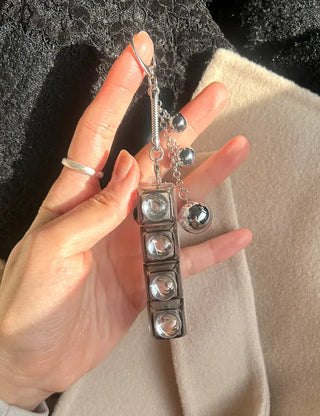 Silver Ball Keycap Keyring LED Metal Keyboard Keyholder