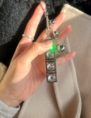 Silver Ball Keycap Keyring LED Metal Keyboard Keyholder