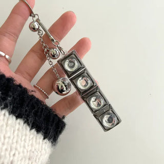 Silver Ball Keycap Keyring LED Metal Keyboard Keyholder