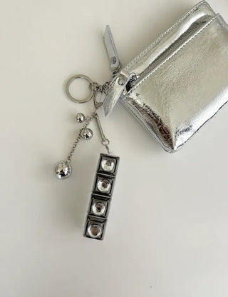 Silver Ball Keycap Keyring LED Metal Keyboard Keyholder