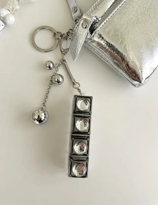 Silver Ball Keycap Keyring LED Metal Keyboard Keyholder