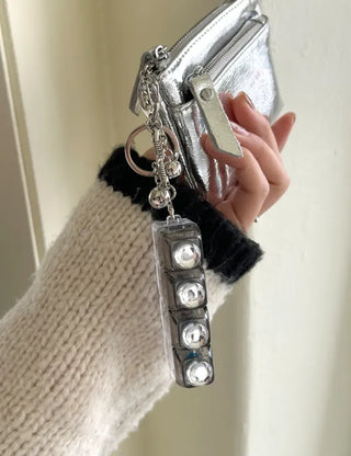 Silver Ball Keycap Keyring LED Metal Keyboard Keyholder