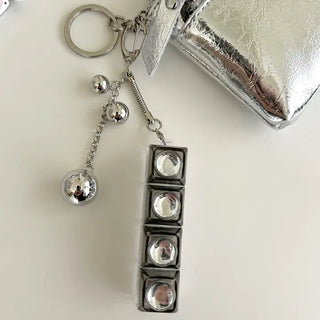 Silver Ball Keycap Keyring LED Metal Keyboard Keyholder