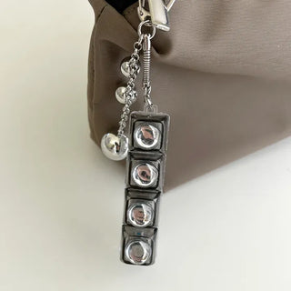 Silver Ball Keycap Keyring LED Metal Keyboard Keyholder