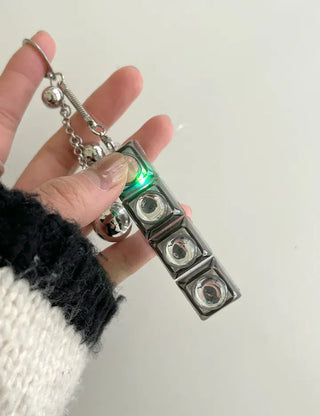 Silver Ball Keycap Keyring LED Metal Keyboard Keyholder