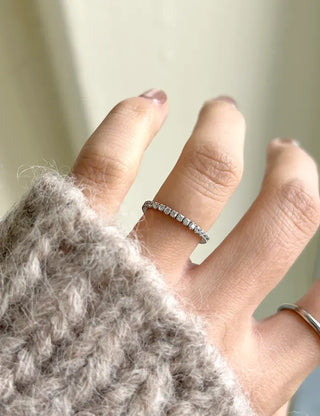 Surgical steel thin tennis ring, basic daily layering