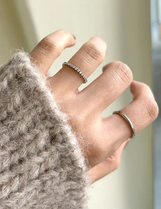 Surgical steel thin tennis ring, basic daily layering