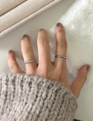 Surgical steel thin tennis ring, basic daily layering