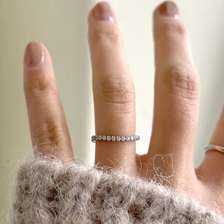 Surgical steel thin tennis ring, basic daily layering