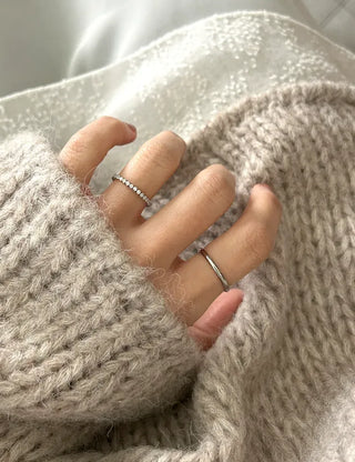 Surgical steel thin tennis ring, basic daily layering