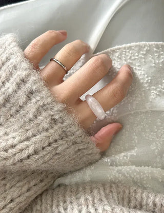 Surgical steel thin tennis ring, basic daily layering