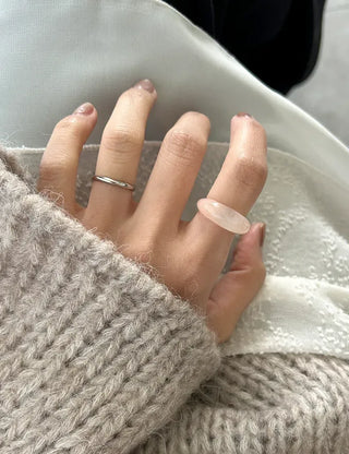 Surgical steel thin tennis ring, basic daily layering