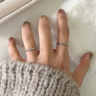 Surgical steel thin tennis ring, basic daily layering