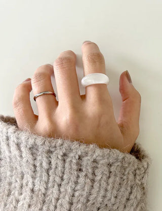 Surgical steel thin tennis ring, basic daily layering