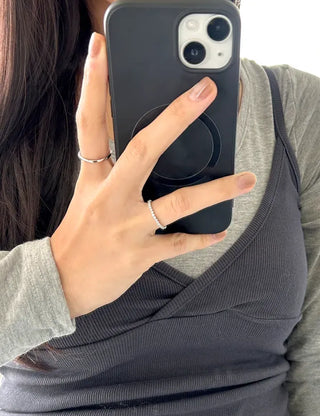 Surgical steel thin tennis ring, basic daily layering