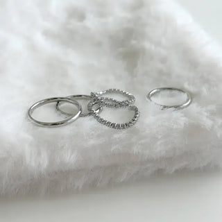 Surgical steel thin tennis ring, basic daily layering