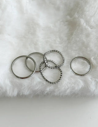 Surgical steel thin tennis ring, basic daily layering