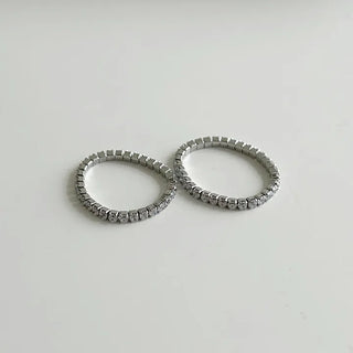 Surgical steel thin tennis ring, basic daily layering