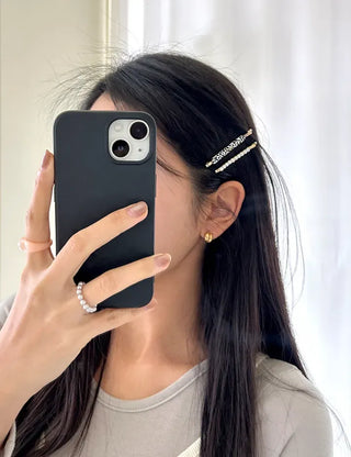 Bobbin Hairpin Pearl Marble Bobbin Side Hair Gold
