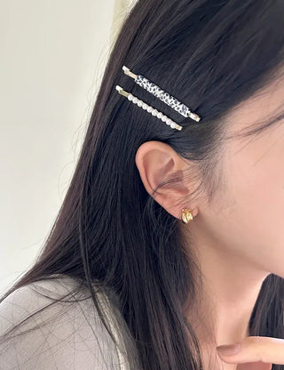 Bobbin Hairpin Pearl Marble Bobbin Side Hair Gold