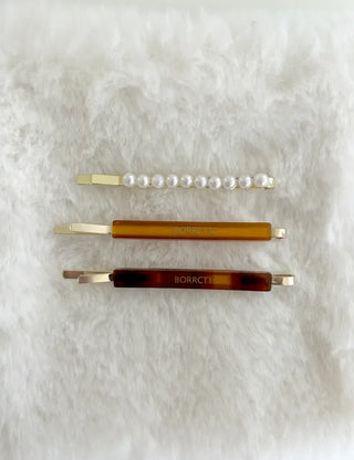 Bobbin Hairpin Pearl Marble Bobbin Side Hair Gold