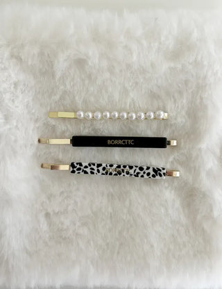 Bobbin Hairpin Pearl Marble Bobbin Side Hair Gold