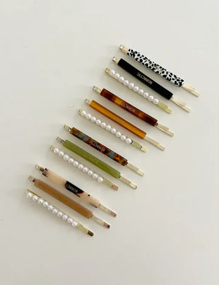Bobbin Hairpin Pearl Marble Bobbin Side Hair Gold