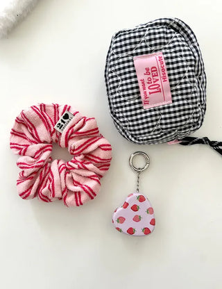 Tin case keyring heart fruit keychain key holder bag charm