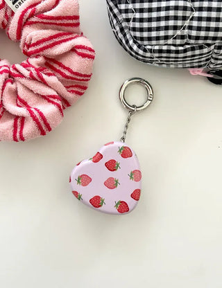 Tin case keyring heart fruit keychain key holder bag charm
