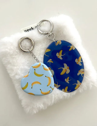 Tin case keyring heart fruit keychain key holder bag charm
