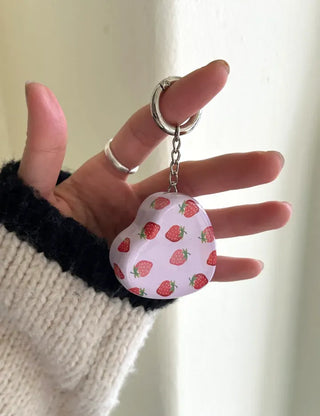 Tin case keyring heart fruit keychain key holder bag charm
