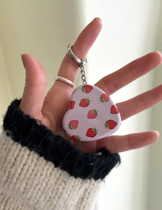 Tin case keyring heart fruit keychain key holder bag charm