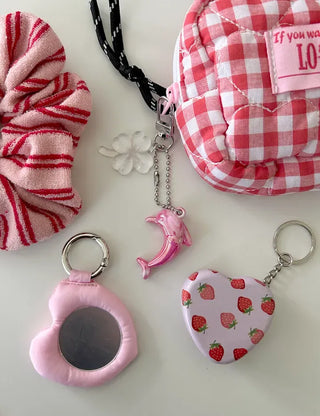 Tin case keyring heart fruit keychain key holder bag charm